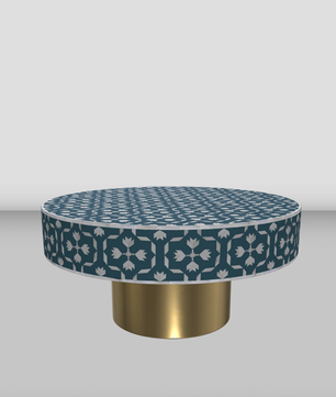 Inlay Round Coffee Table- Floral