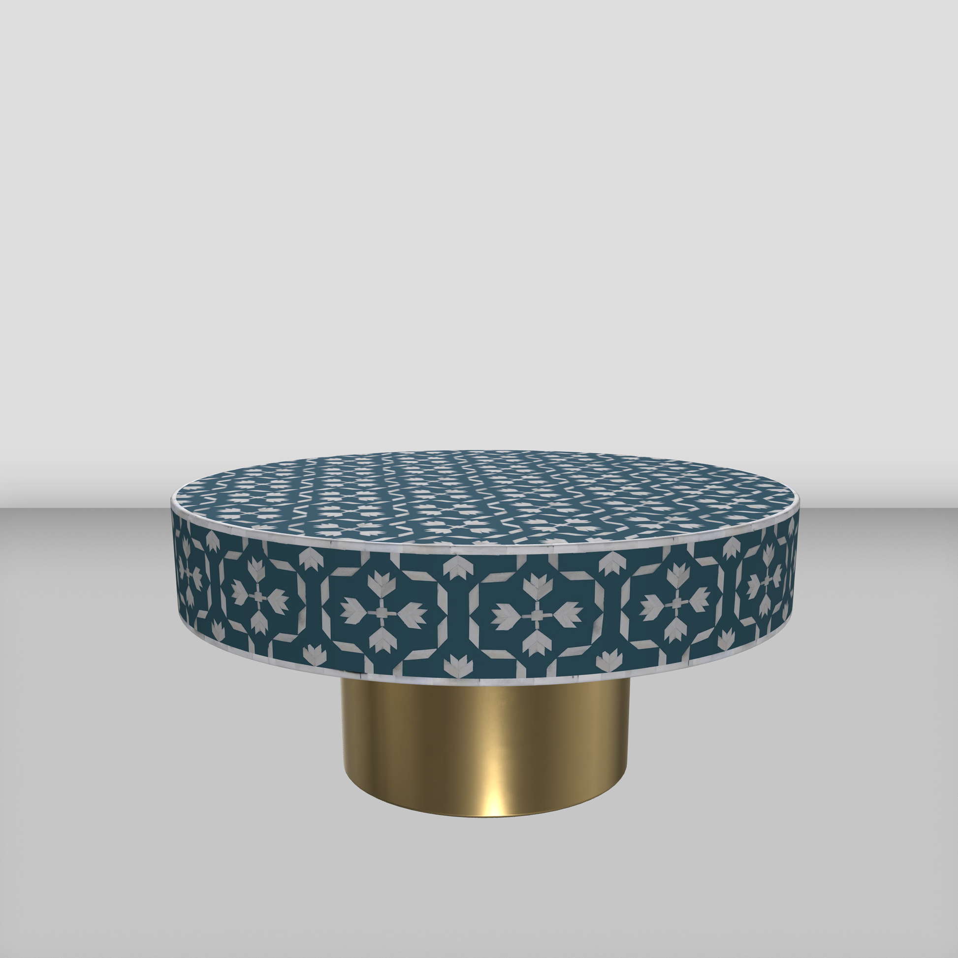 Inlay Round Coffee Table- Floral