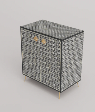 Inlay Storage Cabinet - Geometric Floral