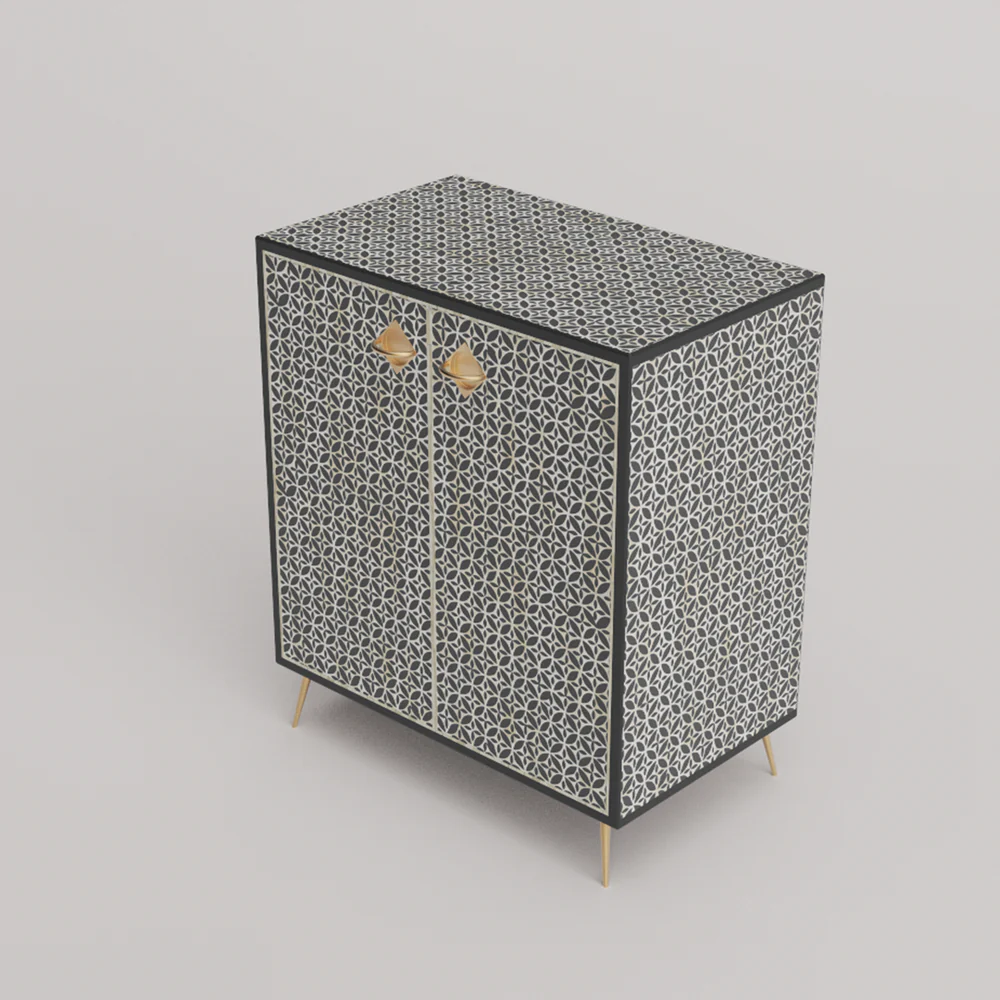 Inlay Storage Cabinet - Geometric Floral