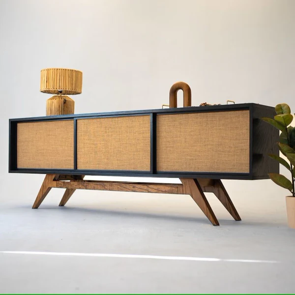 Modern Rattan TV Cabinet