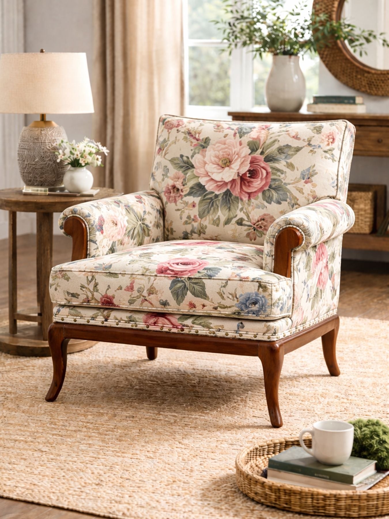 Akira Velvet Fabric Armchair