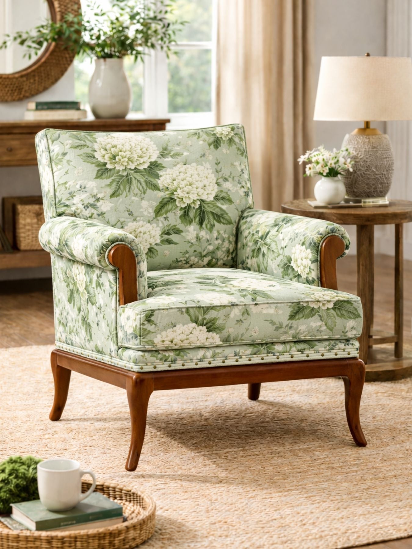 Yasumi Velvet Fabric Armchair