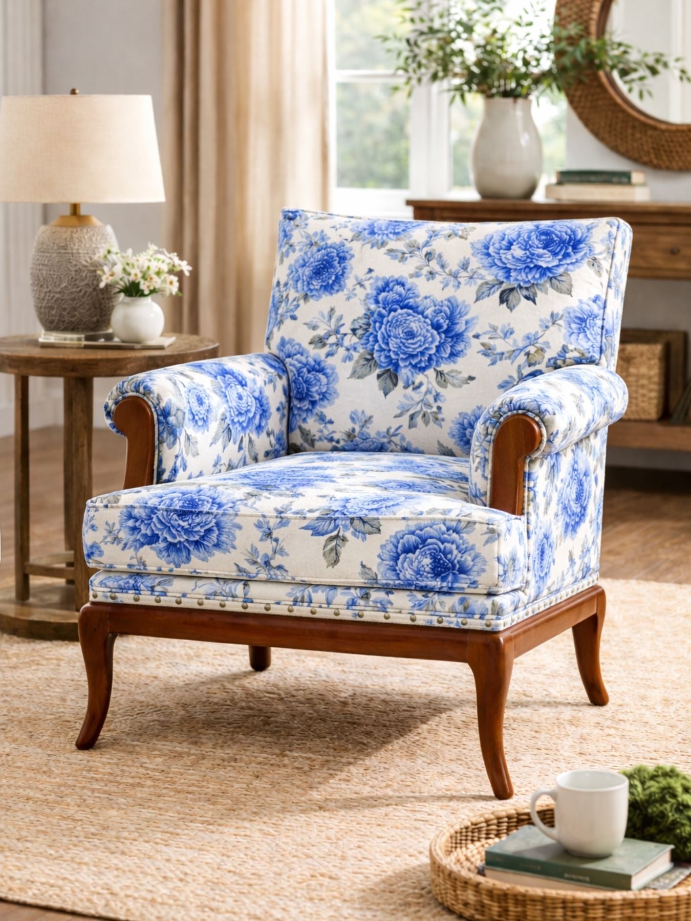 Yutaka Velvet Fabric Armchair