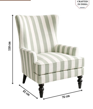 Sage Ivory Classic Stripe Accent Chair