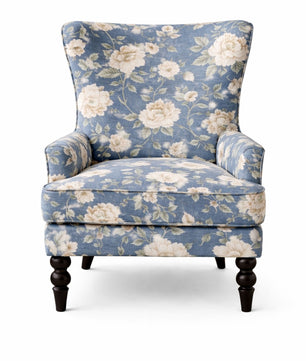 Vintage Blue Blossom Floral Accent Chair