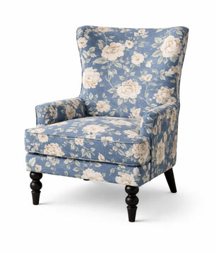 Vintage Blue Blossom Floral Accent Chair