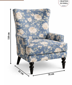 Vintage Blue Blossom Floral Accent Chair