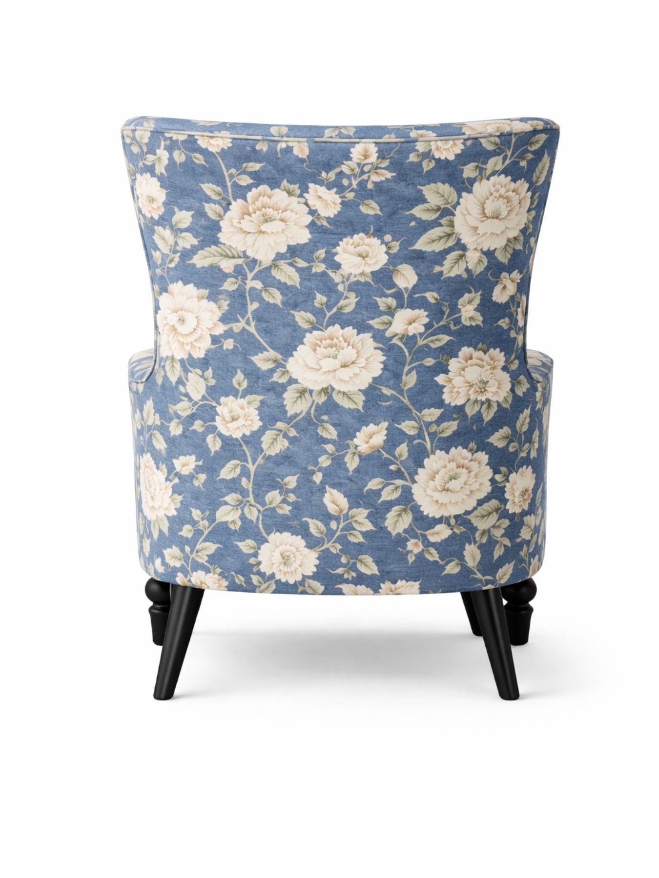 Vintage Blue Blossom Floral Accent Chair