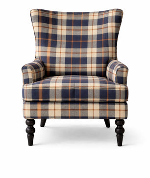 Classic Navy Check Upholstered Armchair