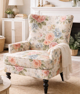 Heritage Pink Floral Accent Armchair