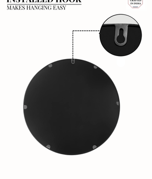 Black Round Mirror in Steel Frame