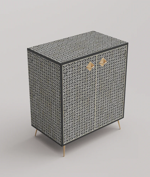 Inlay Storage Cabinet - Geometric Floral