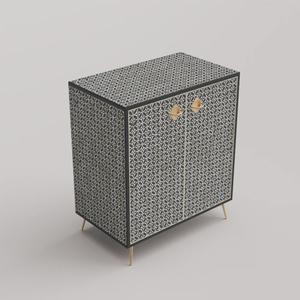Inlay Storage Cabinet - Geometric Floral