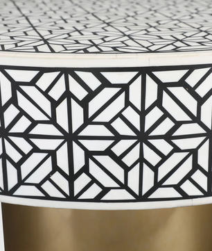 Ossein Iron New Center Table in Black & White Colour