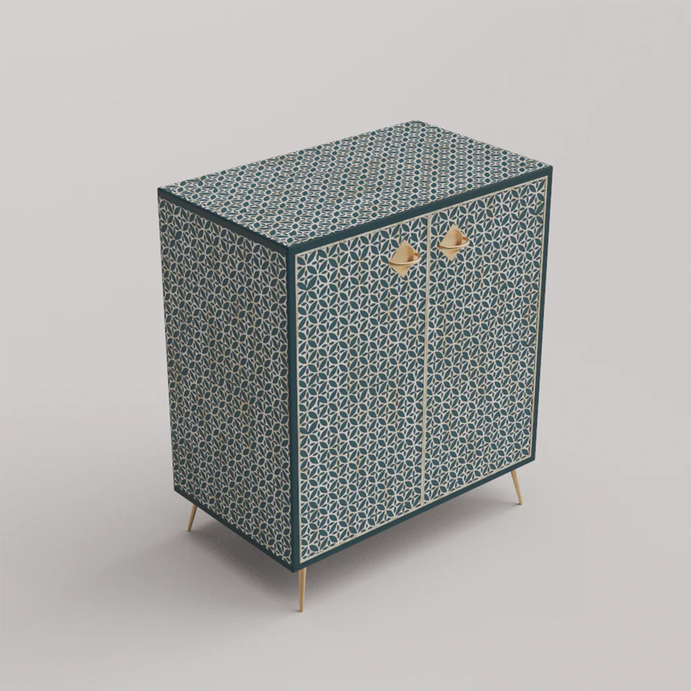 Inlay Storage Cabinet - Geometric Floral