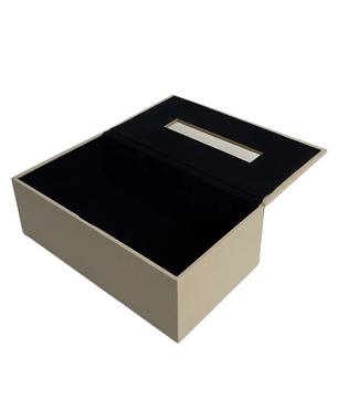 Leather Tissue Box-Croco Cream