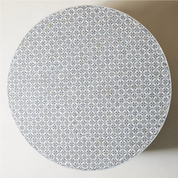 Inlay Round Coffee Table- Geomertric Flower