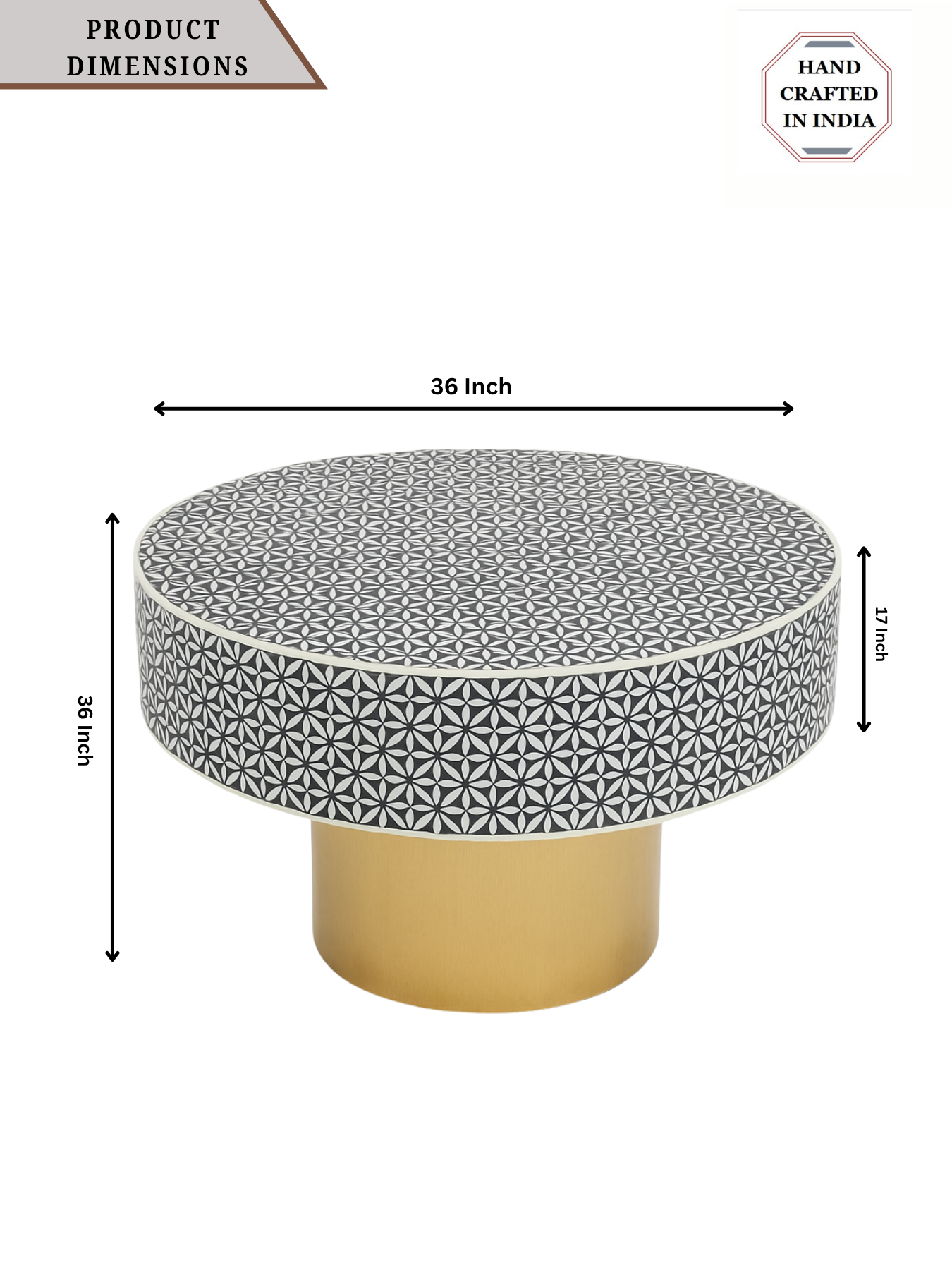 Inlay Round Coffee Table-Geometric Floral