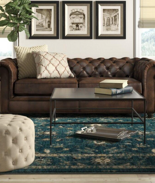Rolled Arm Back Tufted Chesterfield Sofa