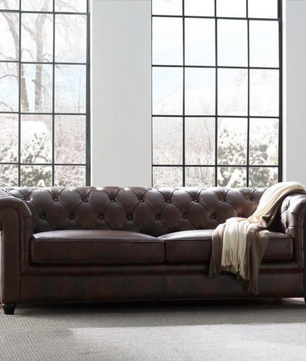Rolled Arm Back Tufted Chesterfield Sofa