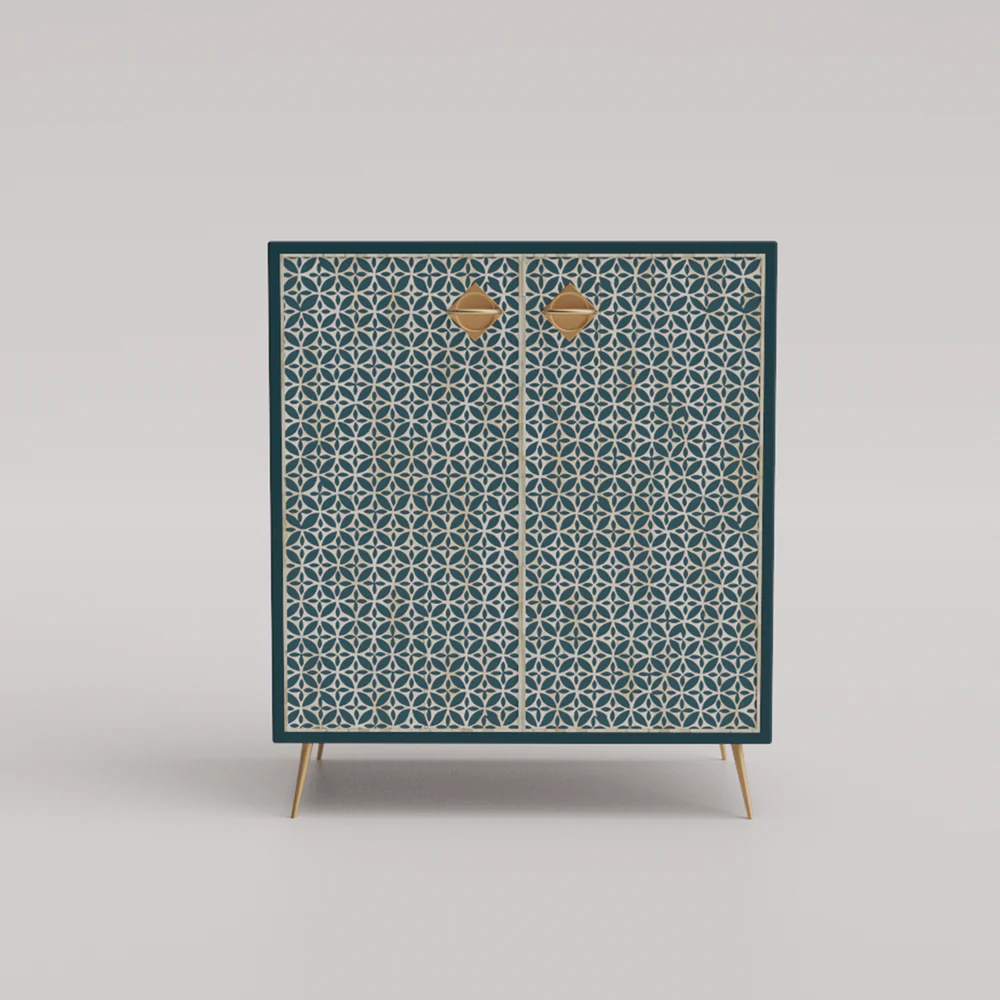Inlay Storage Cabinet - Geometric Floral