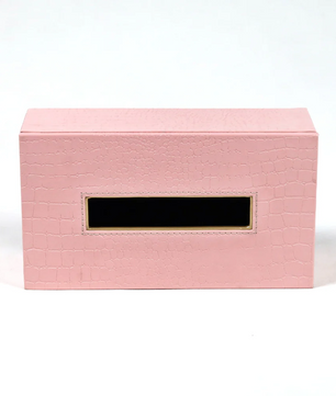 Leather Tissue Box-Pink
