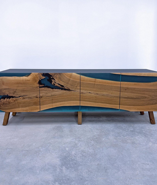 Epoxy Resin Console-Teal Blue