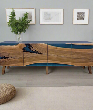 Epoxy Resin Console-Teal Blue