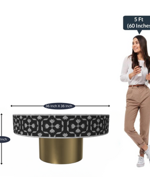 Inlay Round Coffee Table- Floral
