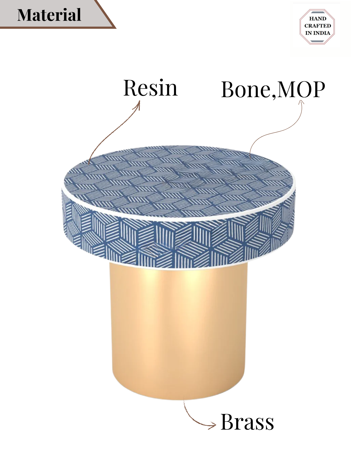 Inlay Round Side Table- Geo