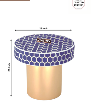 Inlay Round Side Table- HoneyComb