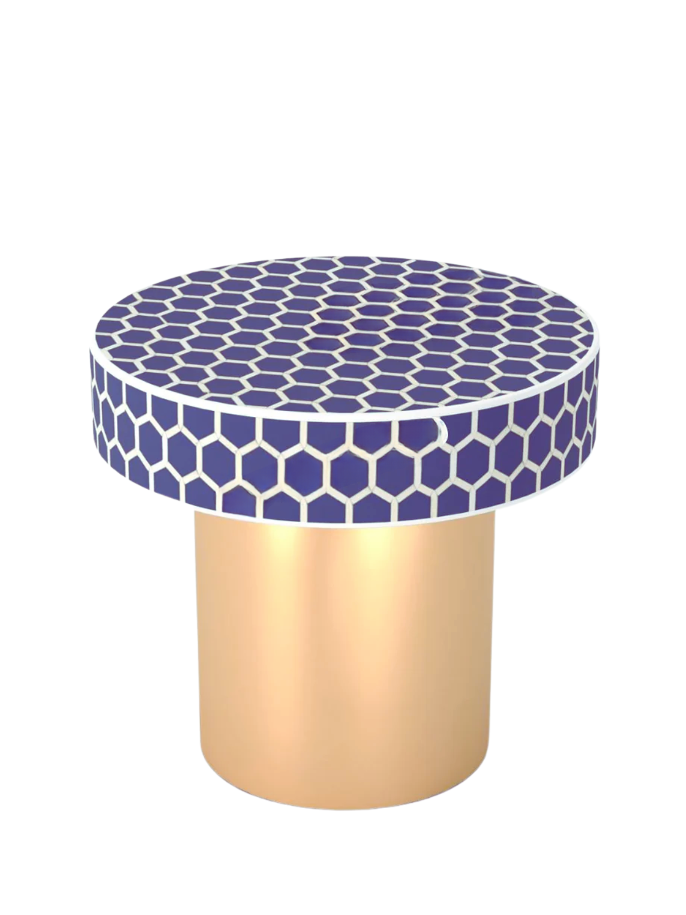Inlay Round Side Table- HoneyComb