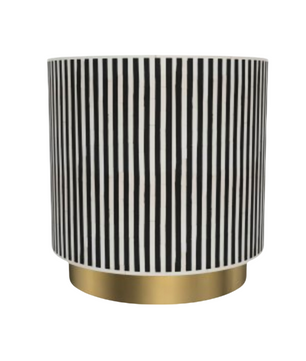 Inlay Drum Side Table with Base - Waterfall