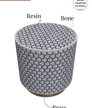 Inlay Drum Side Table with Base - Targua