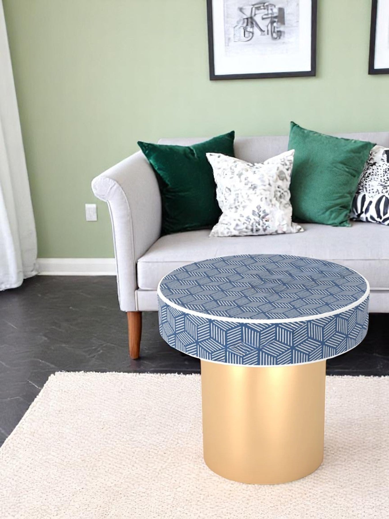 Inlay Round Side Table- Geo