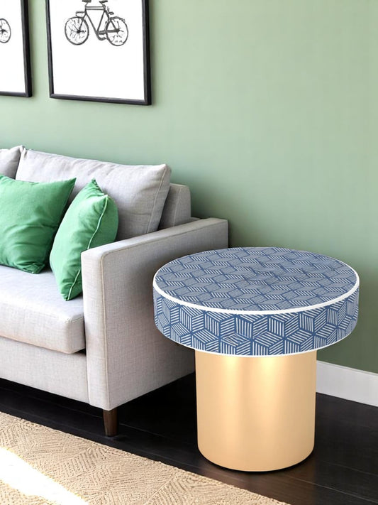 Inlay Round Side Table- Geo