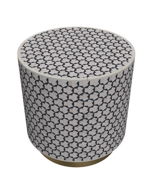 Inlay Drum Side Table with Base - Targua