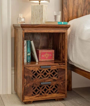 Solid Sheesham Wood Bedside Table