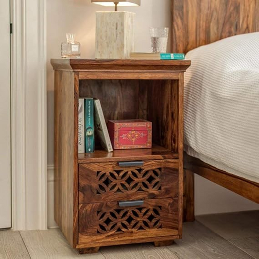Solid Sheesham Wood Bedside Table