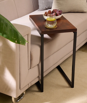 C-Shaped Table – Teak Stained Wood Finish (18