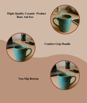Green Ceramic Coffee Mug – 350ML  Set Of 2