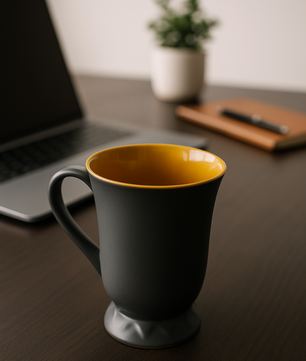 Glossy Black Ceramic Coffee Mug – 350ML
