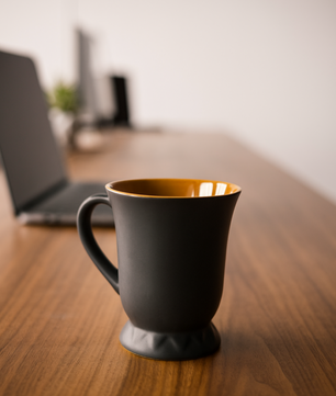 Glossy Black Ceramic Coffee Mug – 350ML