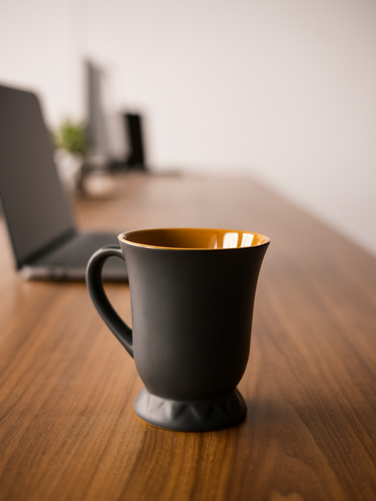Glossy Black Ceramic Coffee Mug – 350ML