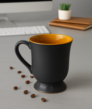 Glossy Black Ceramic Coffee Mug – 350ML