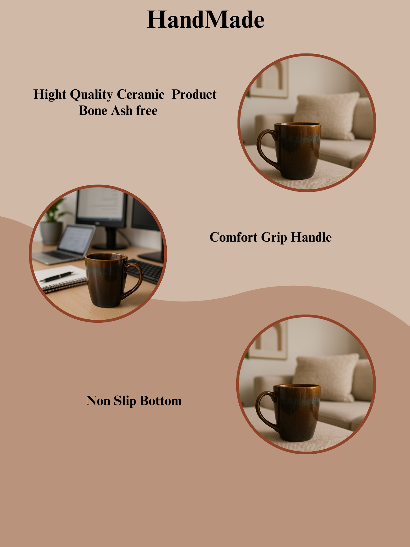 Latte Brown Ceramic Coffee Mug – 350ML