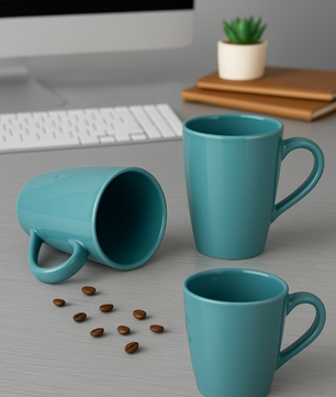 Midnight Blue Ceramic Coffee Mug – 350ML Set Of 3