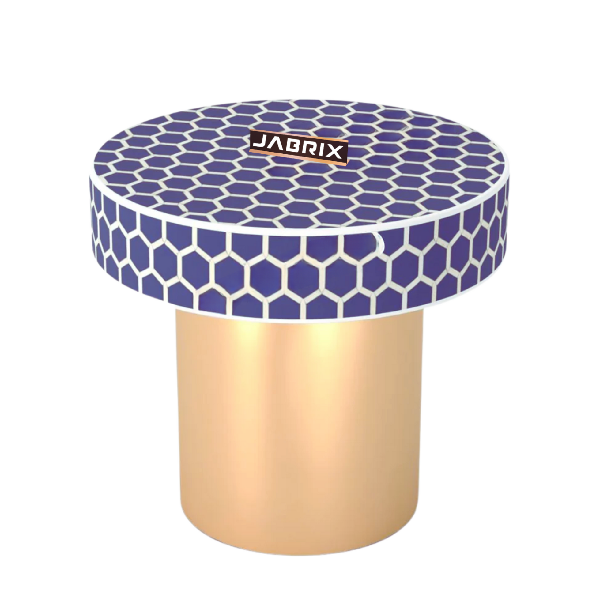 Inlay Round Side Table- HoneyComb