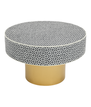 Inlay Round Coffee Table-Geometric Floral